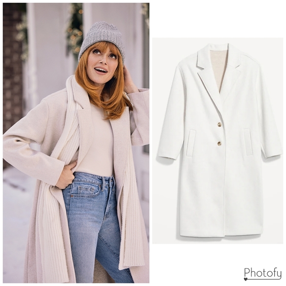 NWT Women's Old Navy Soft Brushed Long Dress Coat - Ivory Cream Winter White - Picture 2 of 16